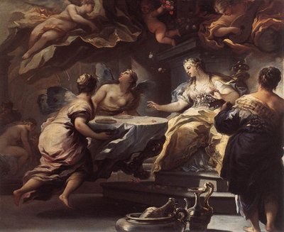 Psiche servita da spiriti invisibili da Luca Giordano